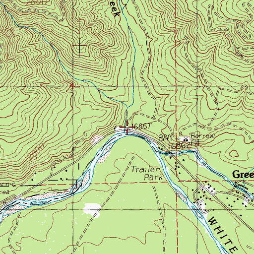 Topographic Map of Slippery Creek, WA