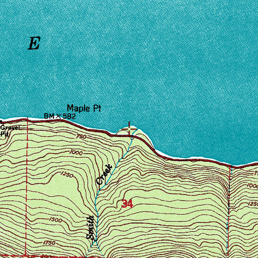 Topographic Map of Smith Creek, WA