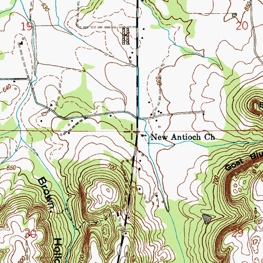 Topographic Map of New Antioch Church of Christ, AL