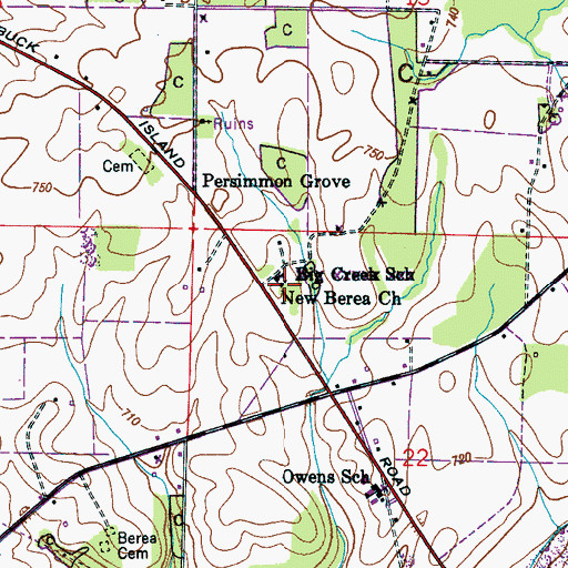 Topographic Map of New Berea Church, AL