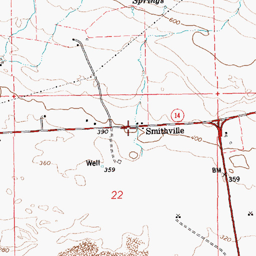 Topographic Map of Smithville, WA