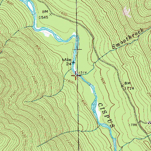 Topographic Map of Smoothrock Creek, WA