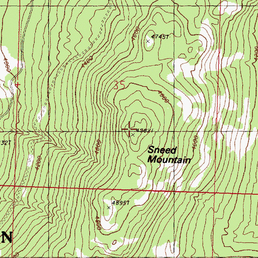 Topographic Map of Sneed Mountain, WA