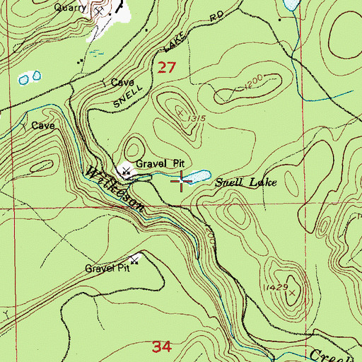 Topographic Map of Snell Lake, WA