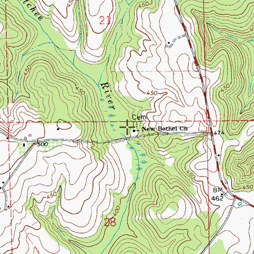 Topographic Map of New Bethel Church, AL