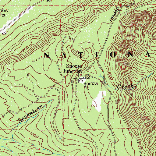 Topographic Map of Snoose Junction, WA