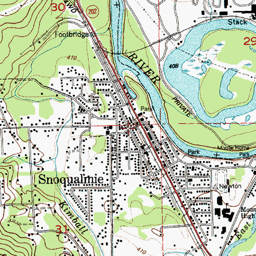 Topographic Map of Snoqualmie, WA