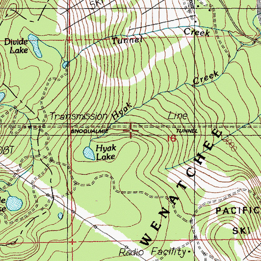 Topographic Map of Snoqualmie Tunnel, WA