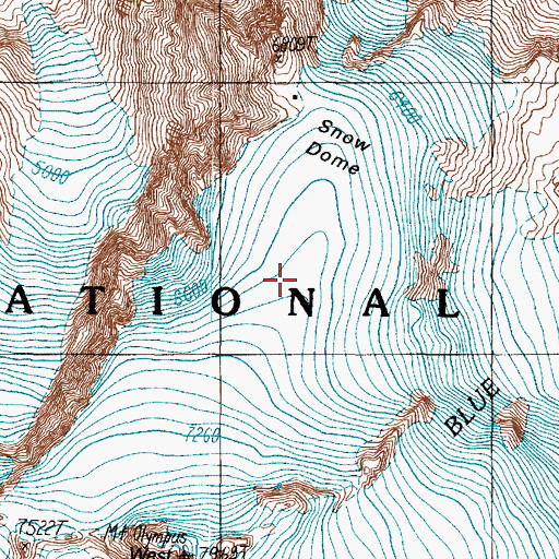 Topographic Map of Snow Dome, WA