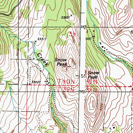 Topographic Map of Snow Peak, WA