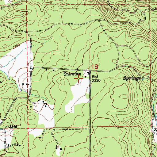 Topographic Map of Snowden, WA