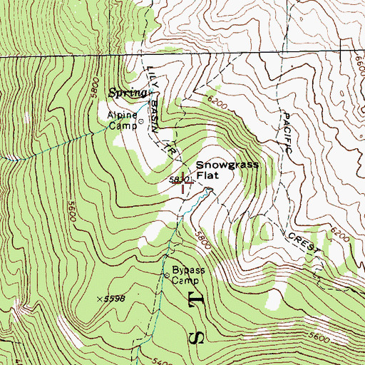 Topographic Map of Snowgrass Flat, WA