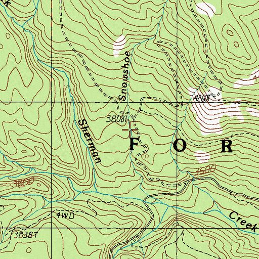 Topographic Map of Snowshoe Camp, WA