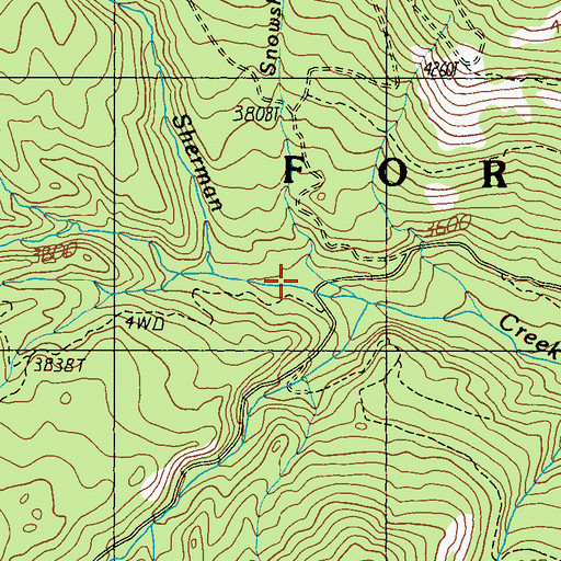 Topographic Map of Snowshoe Creek, WA