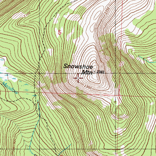 Topographic Map of Snowshoe Mountain, WA