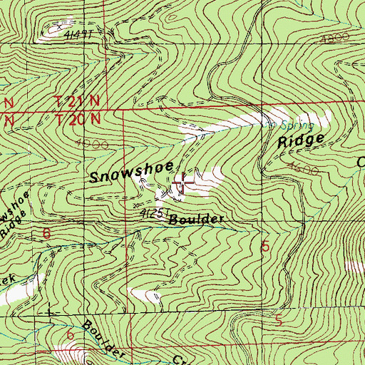 Topographic Map of Snowshoe Ridge, WA