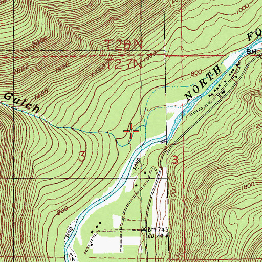 Topographic Map of Snowslide Gulch, WA