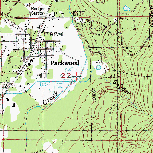 Topographic Map of Snyder Creek, WA