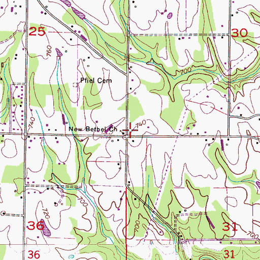 Topographic Map of New Bethel Church of Christ, AL