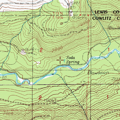 Topographic Map of Soda Spring, WA