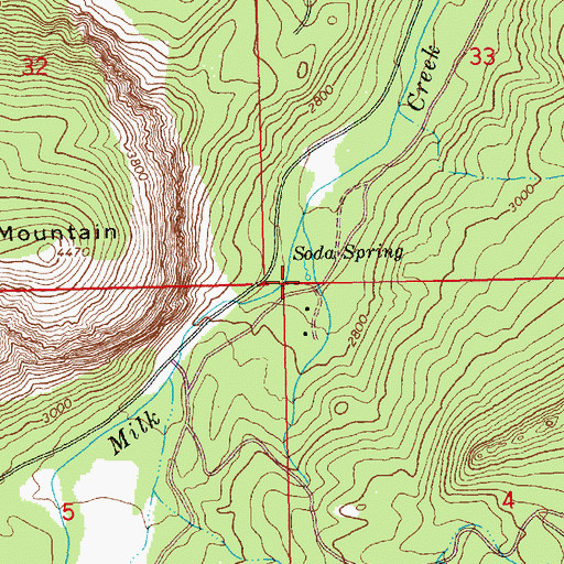 Topographic Map of Soda Spring, WA