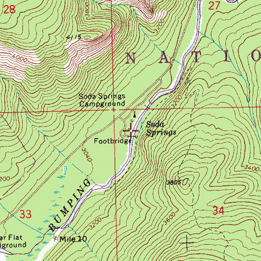 Topographic Map of Soda Springs, WA