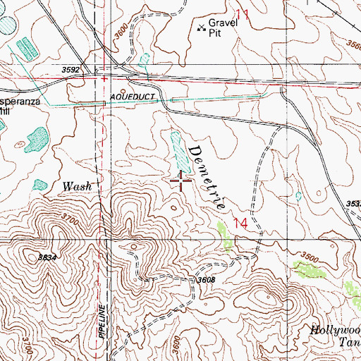 Topographic Map of Amargosa Wash, AZ