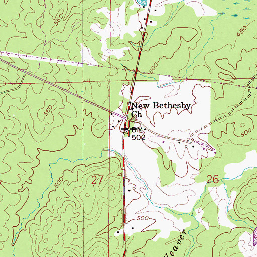 Topographic Map of New Bethesby Church, AL