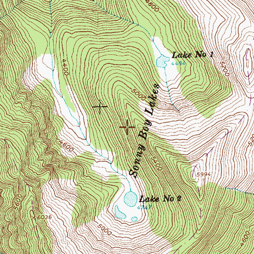 Topographic Map of Sonny Boy Lakes, WA