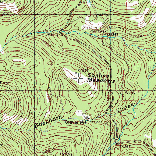 Topographic Map of Sophys Meadows, WA