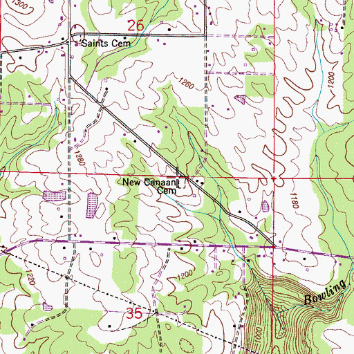 Topographic Map of New Canaan Cemetery, AL
