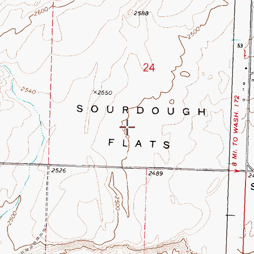 Topographic Map of Sourdough Flats, WA