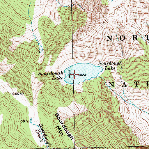 Topographic Map of Sourdough Lake, WA