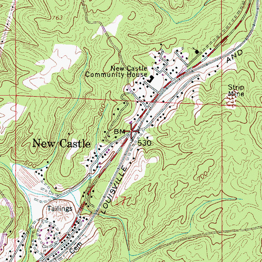 Topographic Map of New Castle, AL