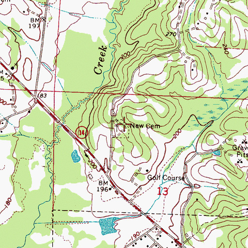 Topographic Map of New Cemetery, AL