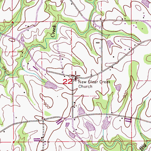 Topographic Map of New Clear Creek Primitive Baptist Church, AL