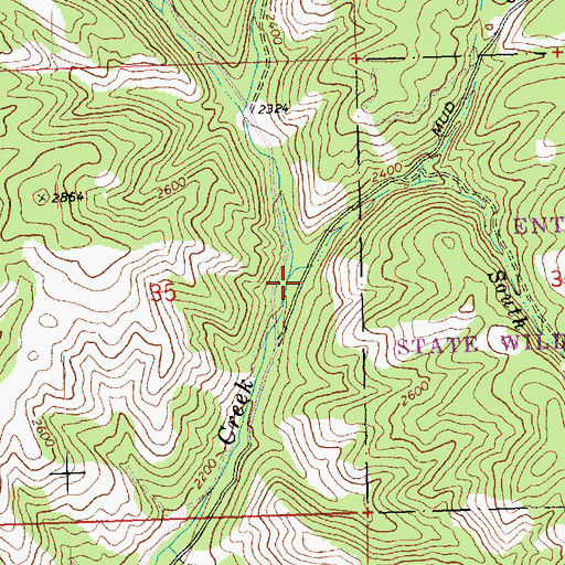 Topographic Map of South Fork Mud Creek, WA