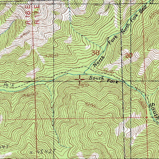 Topographic Map of South Fork Bear Creek, WA