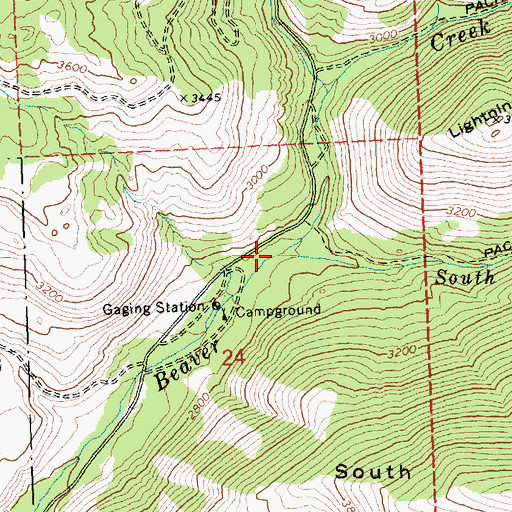 Topographic Map of South Fork Beaver Creek, WA