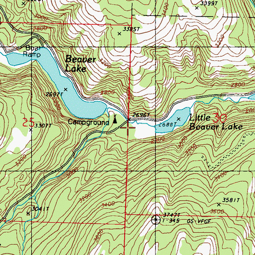 Topographic Map of South Fork Beaver Creek, WA
