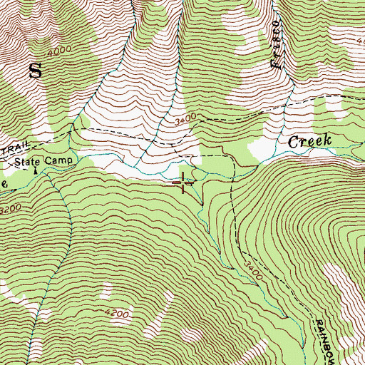 Topographic Map of South Fork Bridge Creek, WA