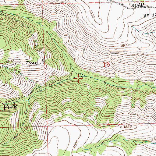 Topographic Map of South Fork Brushy Creek, WA
