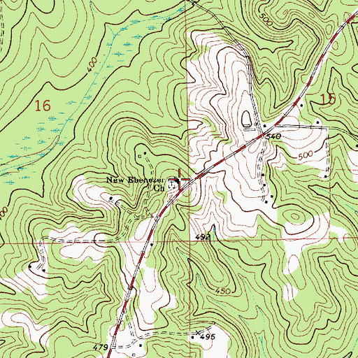 Topographic Map of New Ebenezer Church, AL