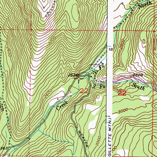 Topographic Map of South Fork Clugston Creek, WA