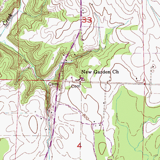 Topographic Map of New Garden Church, AL