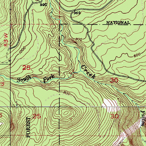 Topographic Map of South Fork Fulton Creek, WA