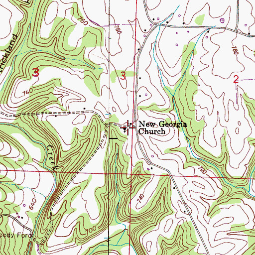 Topographic Map of New Georgia Church of Christ, AL