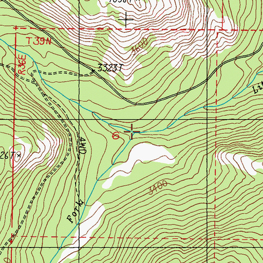 Topographic Map of South Fork Little Boulder Creek, WA