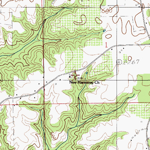 Topographic Map of New Harmony Holiness Church, AL