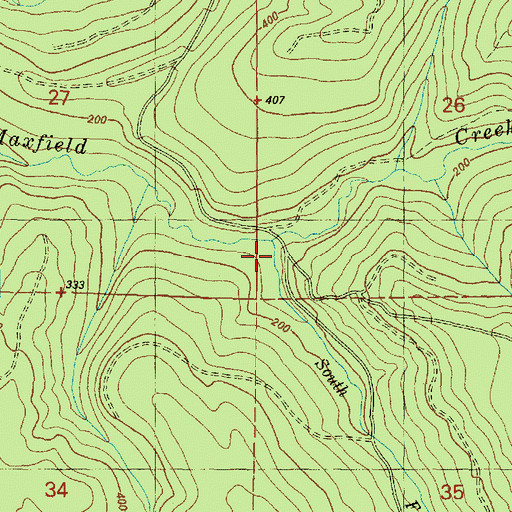 Topographic Map of South Fork Maxfield Creek, WA